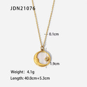 Vintage Jewelry Stainless Steel Heart Natural Shell Sun Half Moon round Coin Pendant Medallion Necklaces