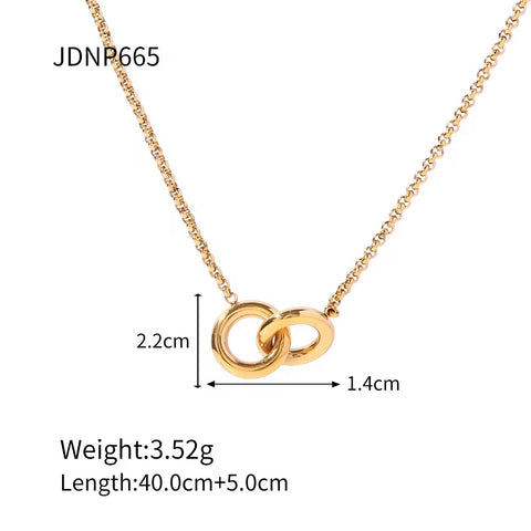 Minimalist Hollow Double Circle Necklace Stainless Steel round Circle Pendant Necklace for Women