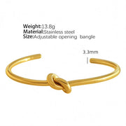 JEWELRY SZ45-7-SZ51 Hot Sale Vintage Fashion Stainless Steel Open Bangle Twist Knot C Shape Bangle for Women