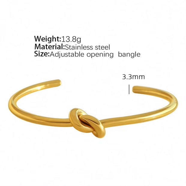 JEWELRY SZ45-7-SZ51 Hot Sale Vintage Fashion Stainless Steel Open Bangle Twist Knot C Shape Bangle for Women