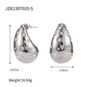 Fashion Water Drop Tarnish Free Chunky 18K Gold Plated Stainless Steel Jewelry Earrings for Women