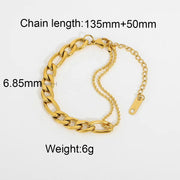 Simple European and American Fashion Trendsetter Splicing Versatile Bracelet Gold Plated Stainless Steel Figaro Chain Bracelet