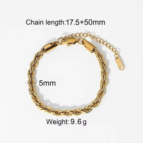 3Mm 6Mm 8Mm 12Mm Miami Cuban Chain Bracelet Punk Jewelry for Men Women 18K Gold Plated Stainless Chain Bracelet