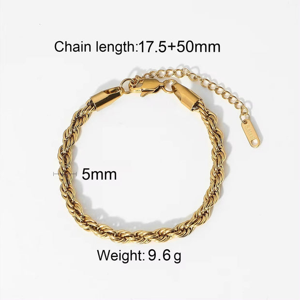 3Mm 6Mm 8Mm 12Mm Miami Cuban Chain Bracelet Punk Jewelry for Men Women 18K Gold Plated Stainless Chain Bracelet