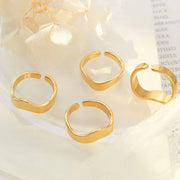 Wholesale Fashion Waterproof Jewelry 18K Gold Plated Stainless Steel Irregular Opening Ring for Women