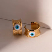 Jewelry Stainless Steel Hammer Devil'S Eye Earring Blue Enamel Evil Eyes Drop Earrings for Girls