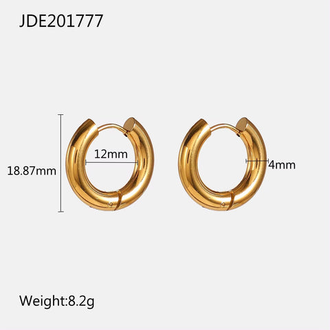 Hypoallergenic Heart Geometric C 18K PVD Gold Plated 316L Stainless Steel Chunky Hollowed Statement Earrings