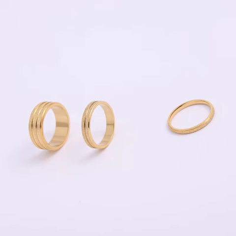 2.3/4/7Mm Width Waterproof 18K Gold Plated Stainless Steel Shiny Matte Sandblasted Ring