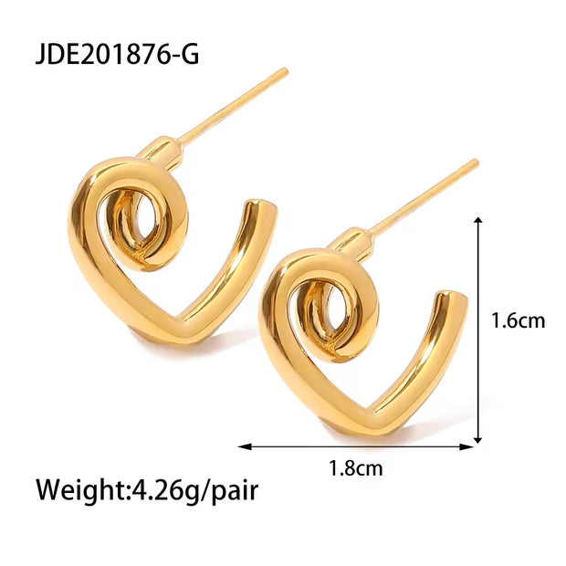 Hammered Irregular Texture Knot 18K Gold Plated Stainless Steel Twist Stud Earrings Women Jewelry