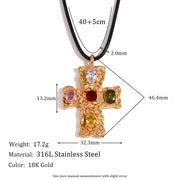 Trend 2024 Shining Zircon Teddy Bear Cross Necklace Jewelry Set for Woman Gold Plated Stainless Steel Jewelry