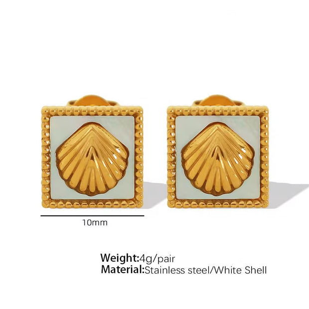 JEWELRY Fashionable Elegant Stainless Steel Metal Earrings Premium Feeling Shell Earrings for Women