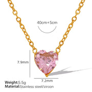 JEWELRY XL90 Fashion Zirconia Peach Heart Heart Pendant Necklace Collar Chain Micro Zirconia Necklace