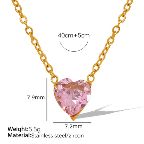 JEWELRY XL90 Fashion Zirconia Peach Heart Heart Pendant Necklace Collar Chain Micro Zirconia Necklace