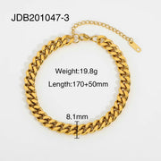 18K Gold Plated Stainless Steel Link Chain Paperclip Jewelry Waterproof Bracelets Punk Chunky Bracelet for Men Women