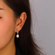 New Arrival Baroque Pearl Drop Earrings Stainless Steel Chain Freshwater Pearl Drop Earring