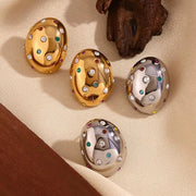 Colorful Zircon Stud Earrings Irregular Gold Plated Jewelry Titanium Stainless Steel Jewelry Boucles D'Oreilles