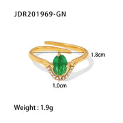 18K Gold Plated Stainless Steel Dainty Multi-Color Cubic Zirconia Stacking Adjustable Rings