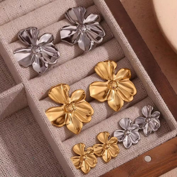 Engraved Flower Earrings