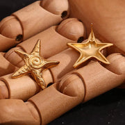 Spring 2024 Fashion Starfish 18K Gold Plated Stud Earrings for Women Stainless Steel Jewelry