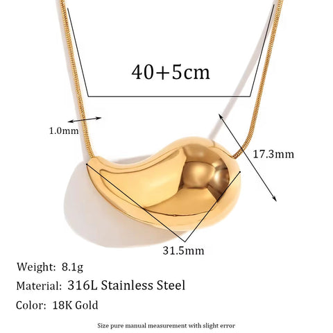 Hollow Water Drop Pendant Necklace Tarnish Free Jewelry Gold Plated Stainless Steel Necklace Collier Acier Inoxydable Bijoux