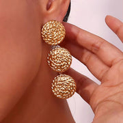 Hammered Coin Tassel Earrings 18K Gold Plated Stainless Steel Jewelry Ladies Earrings Jewelry