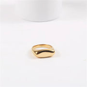 Minimalist Stainless Steel Fashion Finger Ring Non Tarnish Water Proof Jewelry Concave Flat Strip Geometric Rings