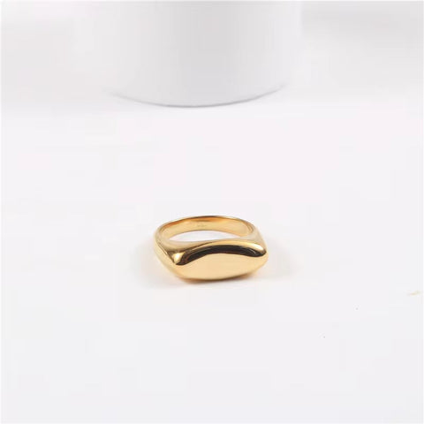 Minimalist Stainless Steel Fashion Finger Ring Non Tarnish Water Proof Jewelry Concave Flat Strip Geometric Rings