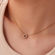 Dainty Zircon Ring Shape Pendant Necklace Stainless Steel 18K Pvd Gold Plated Jewelry Necklace