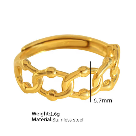 JEWELRY JZ06-11 Japan and South Korea Simple Stainless Steel 18K Gold Hollow Geometric Lines Open Ring for Women