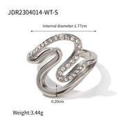 Chunky Punk Zircon Ring Earring 18K PVD Gold Plated Stainless Steel Waterproof Irregular Hip Hop Ring Earring Set