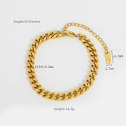 18K Gold Plated Stainless Steel Link Chain Paperclip Jewelry Waterproof Bracelets Punk Chunky Bracelet for Men Women