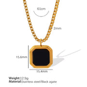 JEWELRY XL96-8 Hot Sale Tiger Eye Lapis Lazuli Onyx Geometric Square Pendant Necklace Niche Design Light Luxury