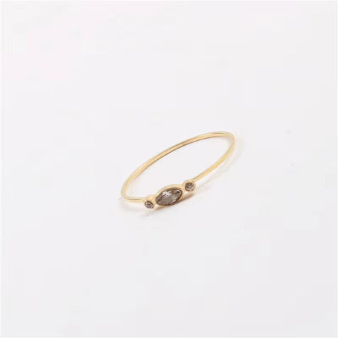 Ins Hot High End 18K Gold Plated Dainty Glass Rings for Women Trendy Jewelry