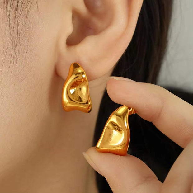 JEWELRY EH291 the Most Competitive Price Creative Simple Glossy Stainless Steel Gold-Plated Earrings