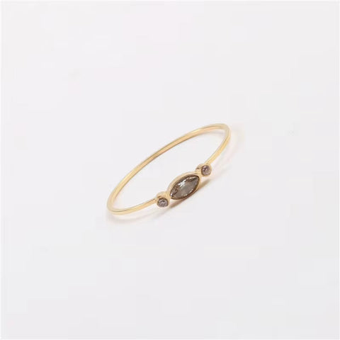 Ins Hot High End 18K Gold Plated Dainty Glass Rings for Women Trendy Jewelry