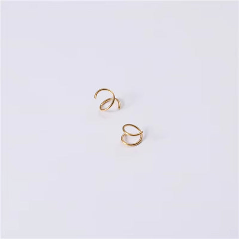 Handmade PVD 18K Gold Plated Spiral Gradient Linellae Earring Stainless Steel Wire Wrapped Jewelry