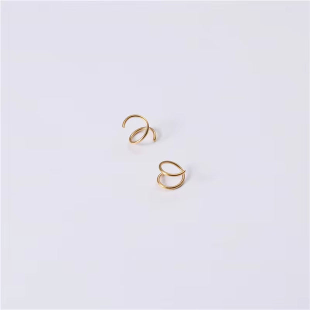 Handmade PVD 18K Gold Plated Spiral Gradient Linellae Earring Stainless Steel Wire Wrapped Jewelry