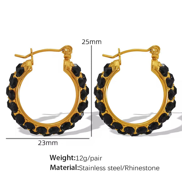 JEWELRY EH188 Fashion Inlaid Rhinestone C-Shaped Earrings Earrings Stainless Steel Earrings Wholesale