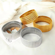 JEWELRY SZ56-7 the Newest Stainless Steel Stretch Band Stretch Band Rally Bracelet Wide Bracelet 18K Gold Plated