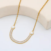 Stainless Steel Pearl Zircon Pendant Necklace for Women Jewelry Fashion Luxury Statement Necklace