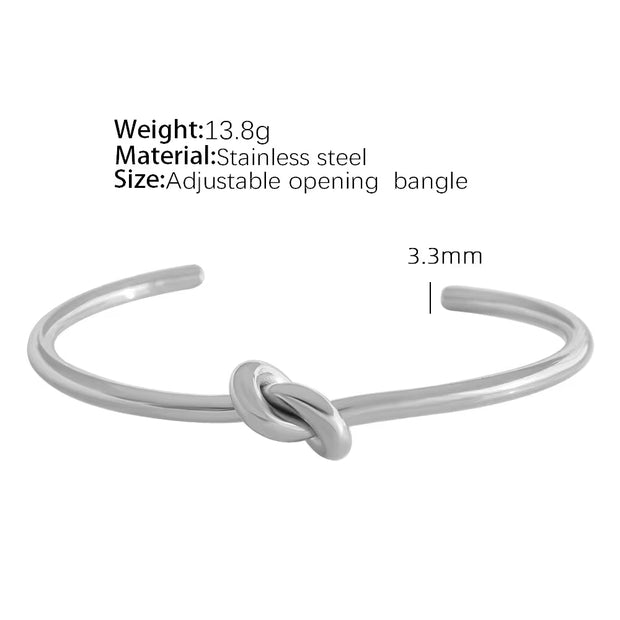 JEWELRY SZ45-7-SZ51 Hot Sale Vintage Fashion Stainless Steel Open Bangle Twist Knot C Shape Bangle for Women