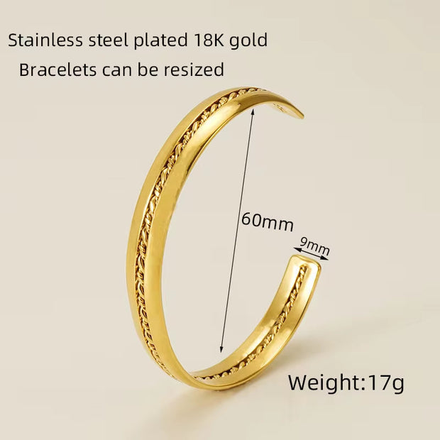 Custom Waterproof Jewelry Stainless Steel Cuban Chain 18K Gold Plated Bracelet for Women Ladies Bracelet Sets