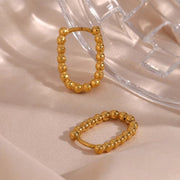 2023 Jewelry U Shape Beaded Huggies Earrings 18K Gold Plated Stainless Steel Designer Earrings Popular Brands