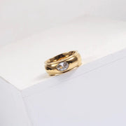 18K Gold Plated Waterproof High Quality Light Luxury Eye Zirconia Camber Band Stainless Steel Rings for Women