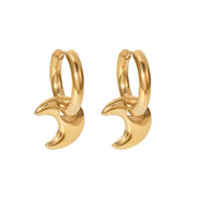 New Design 16K Gold Plated Crescent Shape Simple Design Stainless Steel Drop Earrings for Daily Wearing