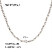 Waterproof Jewelry Heart Charm Stone Choker Gift Luxury round Ball Bead Chain Bracelet Necklace for Women