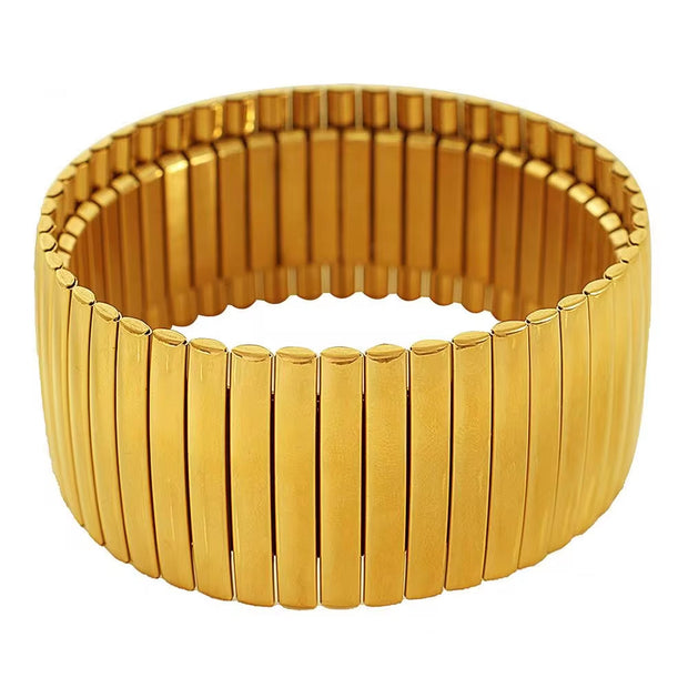 JEWELRY SZ56-7 the Newest Stainless Steel Stretch Band Stretch Band Rally Bracelet Wide Bracelet 18K Gold Plated