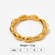 Simple Gold Plated Charm Stainless Steel Jewelry Rings Smooth Oval Bead Finger Wedding Rings for Women