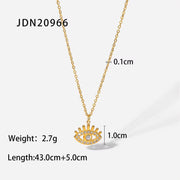 Hot Selling Hollow Devil'S Eye Zircon Rimmed Pendant Necklace Stainless Steel Gold-Plated Jewelry Necklace