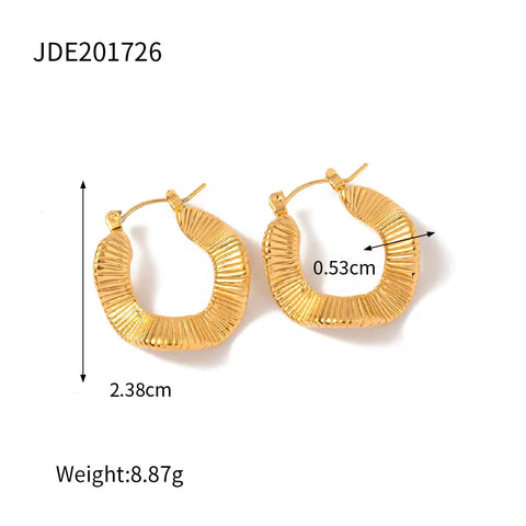 Jewelry Molten Style Irregular Earrings 18K Pvd Gold Plated Stainless Steel Water Drop High Polish Stud Earring